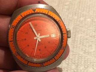 Vintage Waltham Swiss Made Diver Watch " Rare Orange Dial "