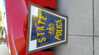Rare Pa State Police Large Blue & Gold Keystone Vehicle Door Decal 1970 