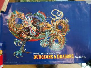 Rare Vintage Dungeons & Dragons Poster 24 " X 36 " Mattel Electronics