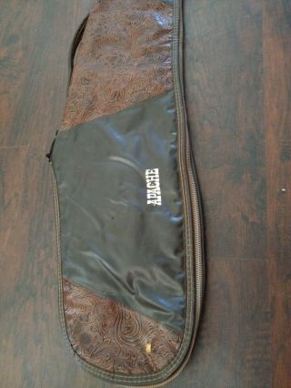 RARE VINTAGE Apache Soft 45” Black Brown Leather Gun Case Bag w/ Hunters Lining 2