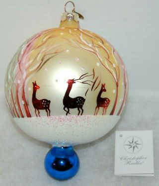 Radko Winter Forest Christmas Ornament 96 - 273 - 0 Signed,  Rare,  Large Ball W.  Drop