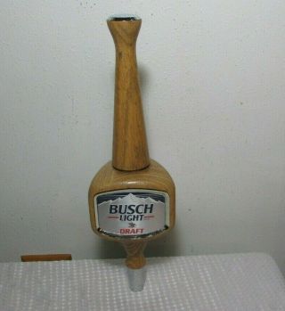 Vintage Busch Light Draft Beer Wood Wooden Tap Knob Handle Tapper Rare