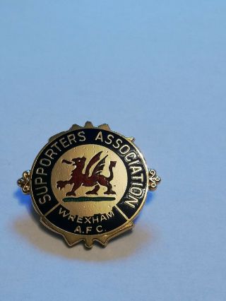 Rare Wrexham Football Supporters Club Gilt Enamel Pin Badge