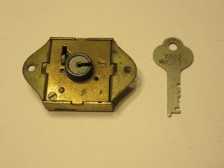Antique Vintage Yale Lock With Key For Cabinet Drawer