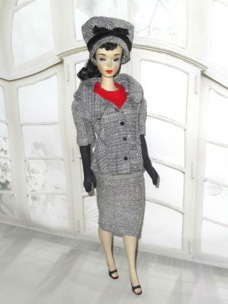 Vintage Barbie Career Girl 954 Jacket Skirt Bodysuit Hat Black Long Gloves