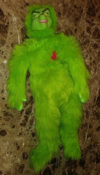 2000 How The Grinch Stole Christmas Jim Carrey 15 " Plush Light Up Heart Toy Rare