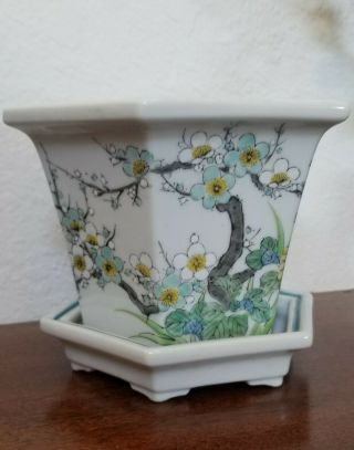 Antique/Vintage Japanese Porcelain Planter Pot,  Hand Painted,  Signed. 2