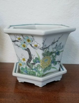Antique/Vintage Japanese Porcelain Planter Pot,  Hand Painted,  Signed. 3