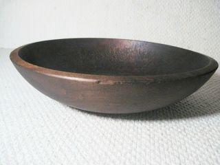 Antique Primitive Wooden Hand Turned Dough Bowl Carved Handmade 1800’s 13 Inch