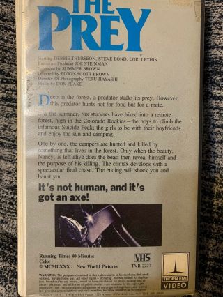 THE PREY VHS RARE Horror Slasher VHS previewed 3