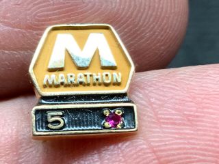 Marathon Oil And Gas 10k Gold Gorgeous Ruby Rare 5 Years Of Service Award Pin.