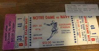 (4) Rare 1976 Notre Dame Vs Navy College Football Tickets