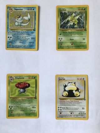 Pokemon Card Jungle Set Holo/rare Vaporeon 12/64,  Scyther 26/64,  Vileplume 31/64