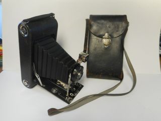 Rare Antique 1914 - 1921 Roll Film Seneca No.  3a Folding Camera In Leather Case