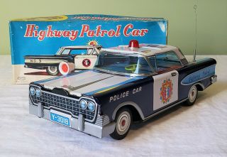 Daito Toys Japan Tin Litho Friction Ford Edsel Highway Patrol Car 50s V Rare Mib