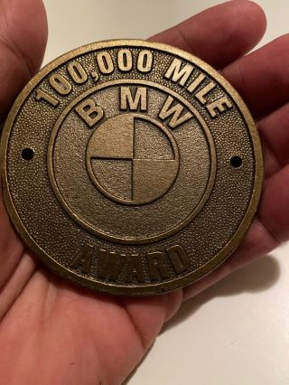 Rare Bmw Motorcycle 100,  000 Mile Award Medallion Vintage