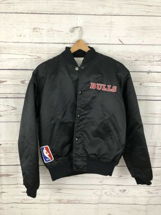 Vintage Rare Chicago Bulls Nba Satin Starter Jacket Back Patch Jordan 90s Size L