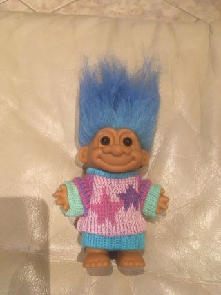 Rare Russ Star Sweater Troll Blue/teal Hair Great Collectible
