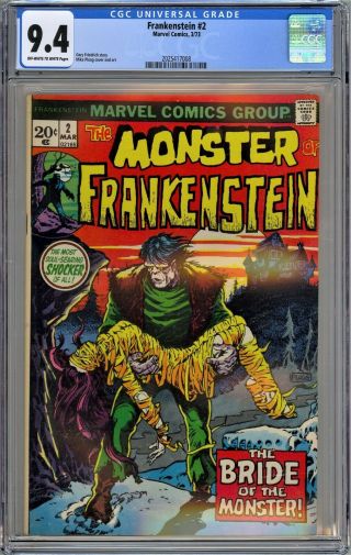 Frankenstein 2 Cgc 9.  4 Nm Owwp Marvel Comics 1973 Mike Ploog Cover & Art Rare