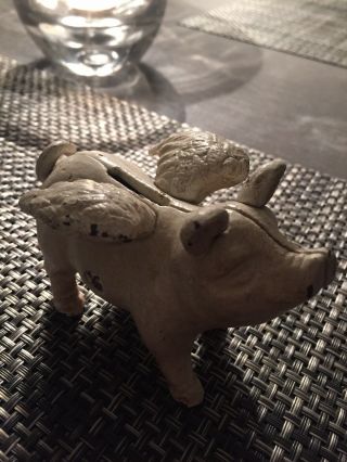 Extremely Rare Antique Pig Cast Iron Piggy Bank