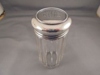 Vintage Antique Sterling Silver & Cut Glass Talcum Powder Bottle Shaker