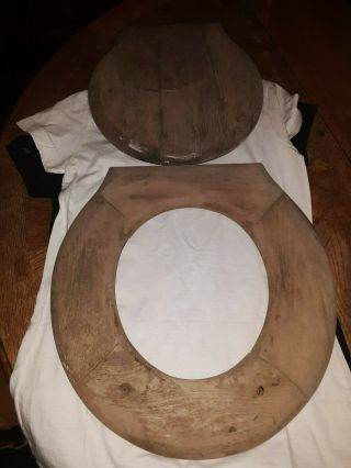 Antique Wooden Toilet Seat And Lid