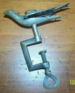 Dated 1853 Brass Sewing Bird W/ Heart Shaped Clamp