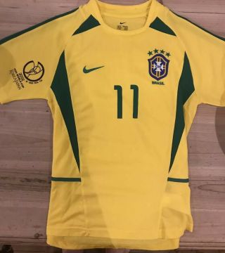 Nike Brazil 2002 World Cup Ronaldinho Shirt Soccer Jersey Size M Rare Yellow