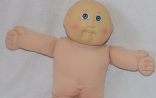 Vintage Cabbage Patch Kids Blue Eyes Bald Boy 1978 - 1982 Orginal Plush Doll 17 "