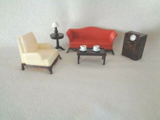 Renwal 6 Piece Living Room Set Vintage Dollhouse Miniature Furniture Plastic