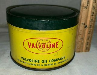 Antique Valvoline Oil 1lb Grease Can Vintage Gas Station Freedom Pa Tin Litho