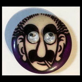 Rare Vintage Groucho Marx Pinback Button Pin Badge W/ Google Eyes Brothers Hippy