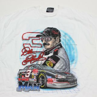Vtg 90s Dale Earnhardt 3 The Man White Nascar Chase Racing T Shirt Mens Xl