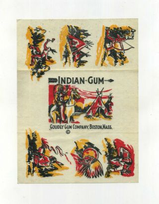 Vtg Wax Chewing Gum Wrapper Indian Gum Goudey Gum Co Boston Ma Antique
