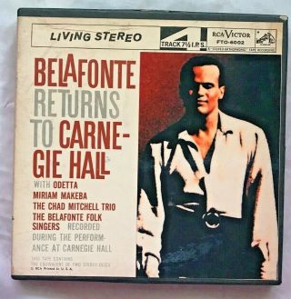 Rare 7 - 1/2ips Harry Belafonte Returns To Carnegie Hall Reel Tape Guaranteed
