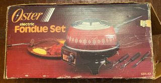 Vintage Oster Electric Fondue Set Rare Model 681 - 47 Red