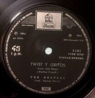 The Beatles - Chile Rare Odeon Black Labels Single Twist And Shout M - 1976