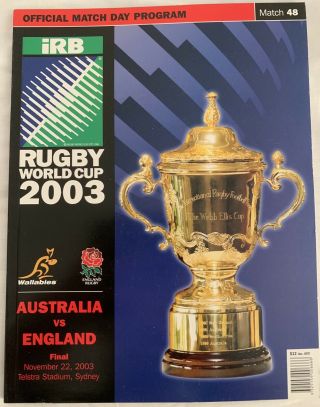 England V Australia 2003 Rugby World Cup Final Programme Rare