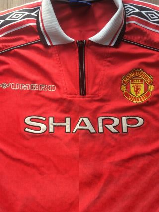 Manchester United Football Shirt Home 1998 BECKHAM Rare Vintage Medium 2