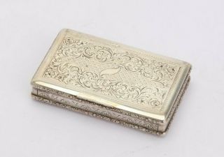 Rare Austrian / Czech 19th Century Silver Snuff Box,  Prague 1840 / 60,  Engraved