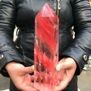 3.  8lb Rare Red Obelisk Smelt Quartz Crystal Pyramid Terminated Wand Point Ff08