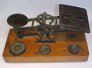 Antique Victorian Postal Scales By Waterlow & Sons London With Weights