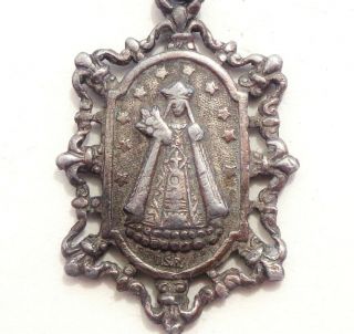 & Rare Antique Medal Pendant To Our Lady Of Hal