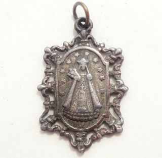 & RARE ANTIQUE MEDAL PENDANT TO OUR LADY OF HAL 2