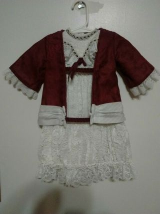 Antique Style Vintage Pretty Lacey Doll Dress And Jacket For German Bisque Doll