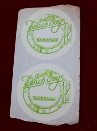 Rare Vintage The Beach Boys Backstage Tour Concert Pass Stickers Green