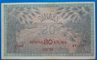 Yugoslavia,  Kingdom Of Shs; 20 Dinara/80 Kruna 1919,  Vf,  Rare