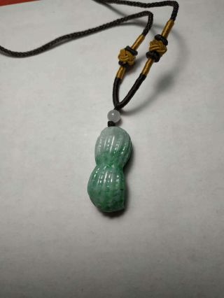 Grade A 100 Natural Burmese Jadeite Jade Peanut Pendant Necklace 87