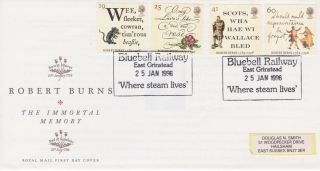Gb Stamps First Day Cover 1996 Robert Burns Bluebell Railway Rare Postmarks
