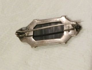 Antique Art Deco Germany Sterling Silver & Onyx Brooch Pin 3